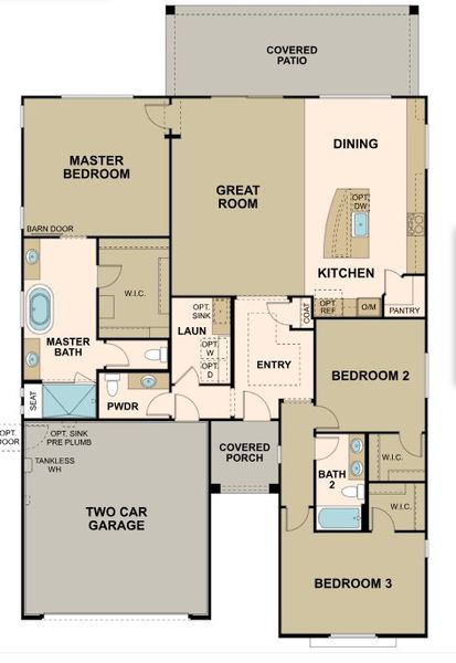 2D floor plan layout of this home in Forté at Granite Vista, Waddell, AZ (Image 3).