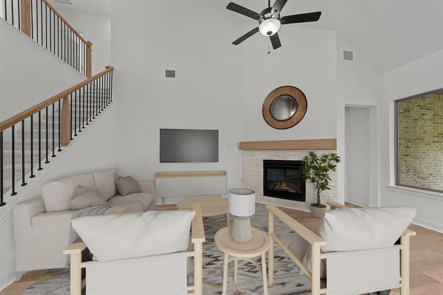 Furnished interior view inside a new home in Highwoods, Fort Worth (Image 8). Furnished interior view inside a new home in Highwoods, Fort Worth (Image 8).