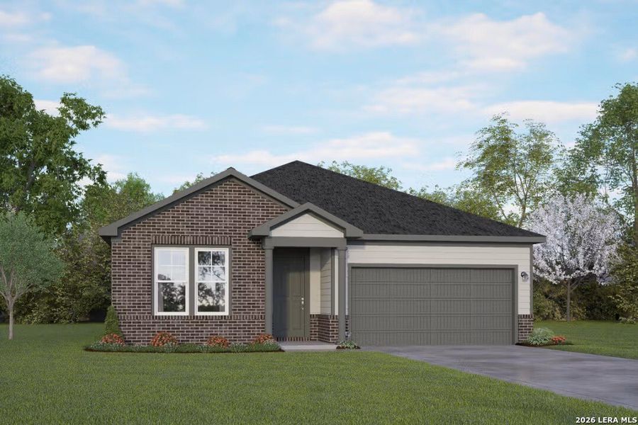 Front exterior of a new home in Hannah Heights, Seguin, TX, highlighting curb appeal (Image 22).