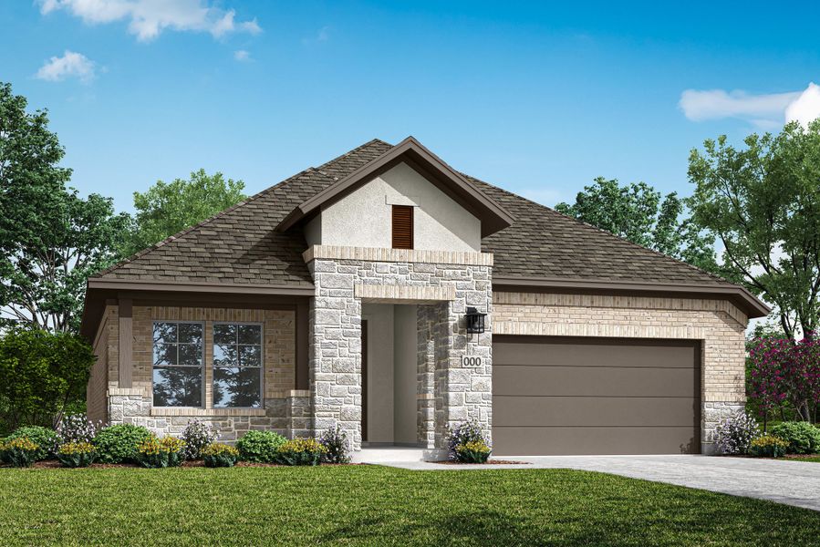 Representative exterior photo of a completed home built from the Clebourne by Tri Pointe Homes in Wolf Ranch, Georgetown, TX (Image 20).