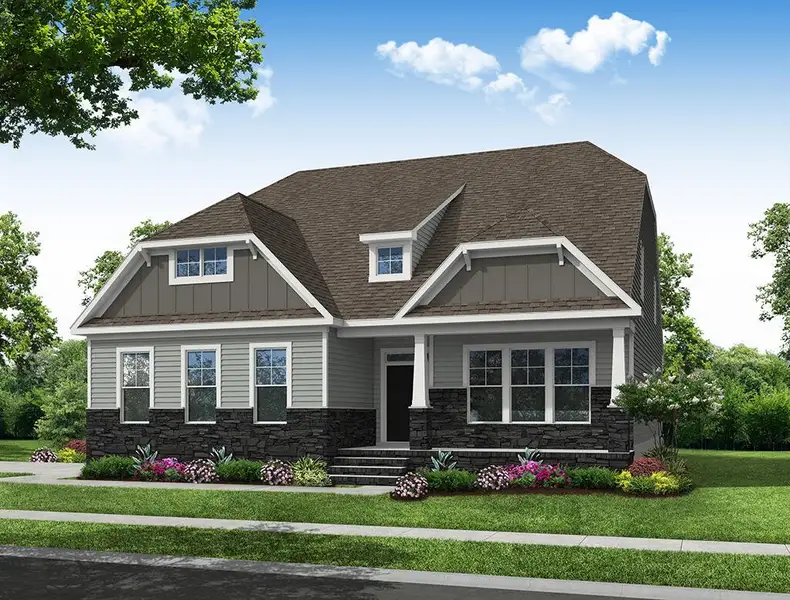 Front exterior of a new home in Browning Mill, Wendell, NC, highlighting curb appeal (Image 1). Front exterior of a new home in Browning Mill, Wendell, NC, highlighting curb appeal (Image 1).