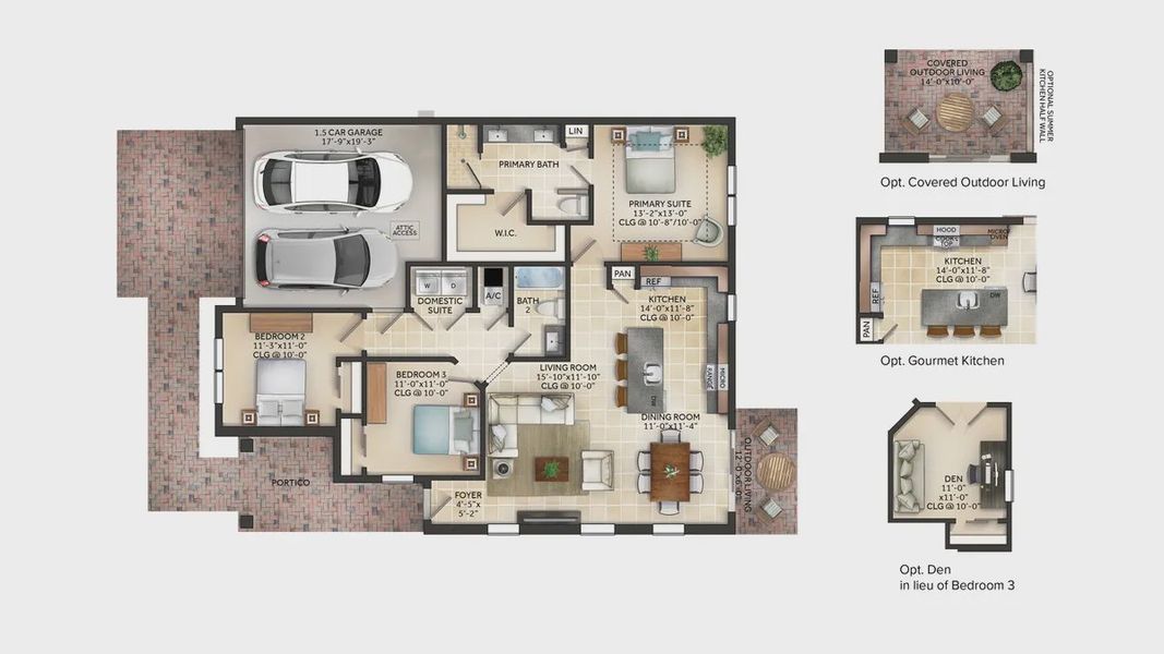 2D floor plan layout for the Adair II by Jones Homes USA in Reserve at Twin Lakes, St. Cloud, FL (Image 1). 2D floor plan layout for the Adair II by Jones Homes USA in Reserve at Twin Lakes, St. Cloud, FL (Image 1).