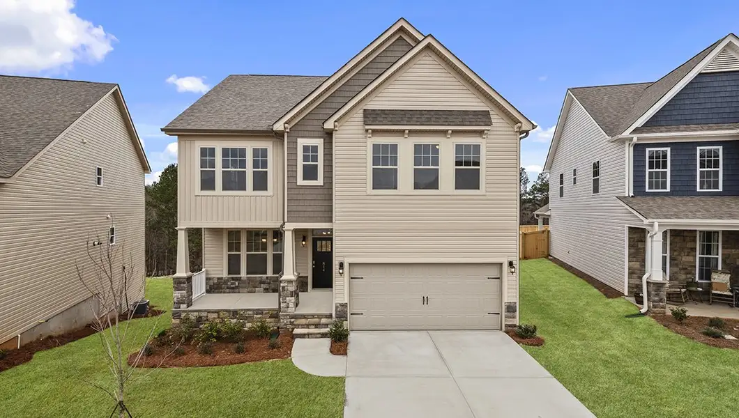 Front exterior of a new home in Brantley, Mooresville, NC, highlighting curb appeal (Image 1).