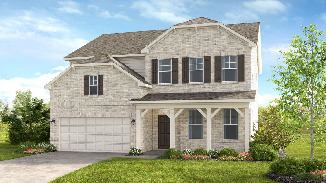 Front exterior of a new home in Auburn Glen, Dacula, GA, highlighting curb appeal (Image 1).