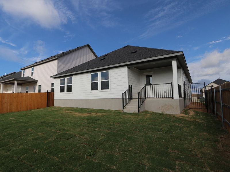 Exterior details and patio area of a home in Cascades at Onion Creek, Austin (Image 11). Exterior details and patio area of a home in Cascades at Onion Creek, Austin (Image 11).