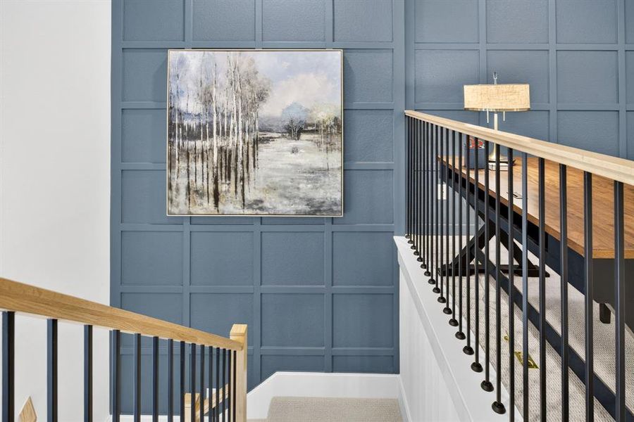 How do you make a space feel like home? Smart color and classic details - like this grid pattern accent wall! How do you make a space feel like home? Smart color and classic details - like this grid pattern accent wall!