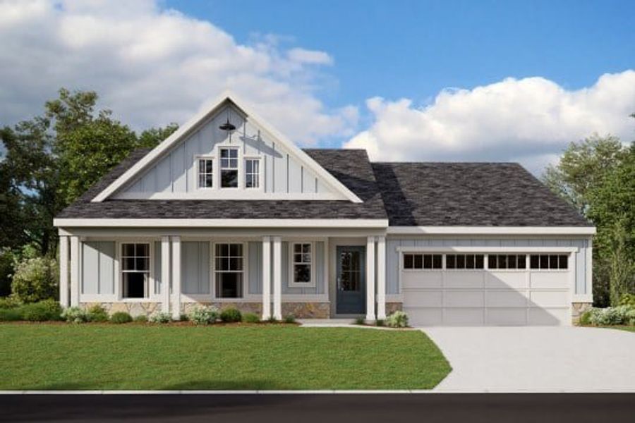 Representative exterior photo of a completed home built from the Calvin by Fischer Homes in Pickens Bluff, Hiram, GA (Image 8).
