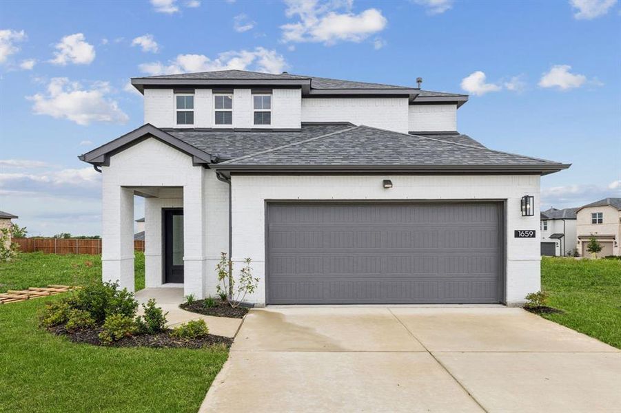 Front exterior of a new home in Bellagio, Forney, TX, highlighting curb appeal (Image 2). Front exterior of a new home in Bellagio, Forney, TX, highlighting curb appeal (Image 2).