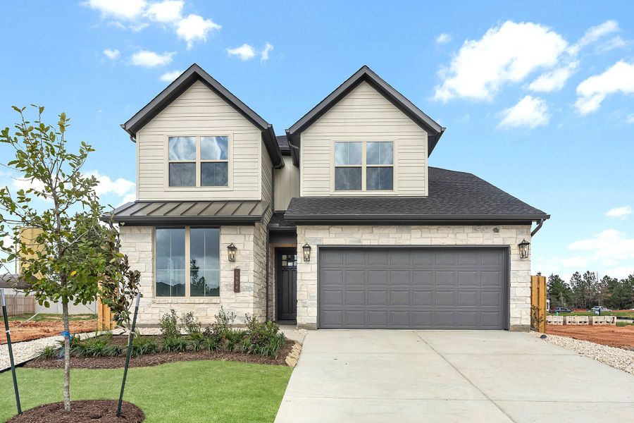 Front exterior of a new home in COLTON®, Montgomery, TX, highlighting curb appeal (Image 2). Front exterior of a new home in COLTON®, Montgomery, TX, highlighting curb appeal (Image 2).
