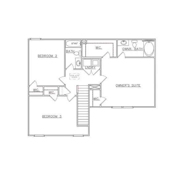 2D floor plan layout for the Winfield - Single Family Homes by Dream Finders Homes in The Villages at Harris Creek, West Point, GA (Image 3).