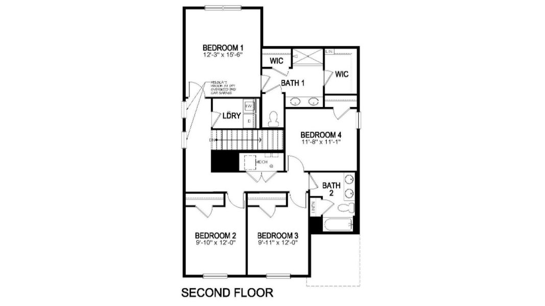 2D floor plan layout for the Pine by D.R. Horton in The Ridge at Lorson Ranch, Colorado Springs, CO (Image 4).