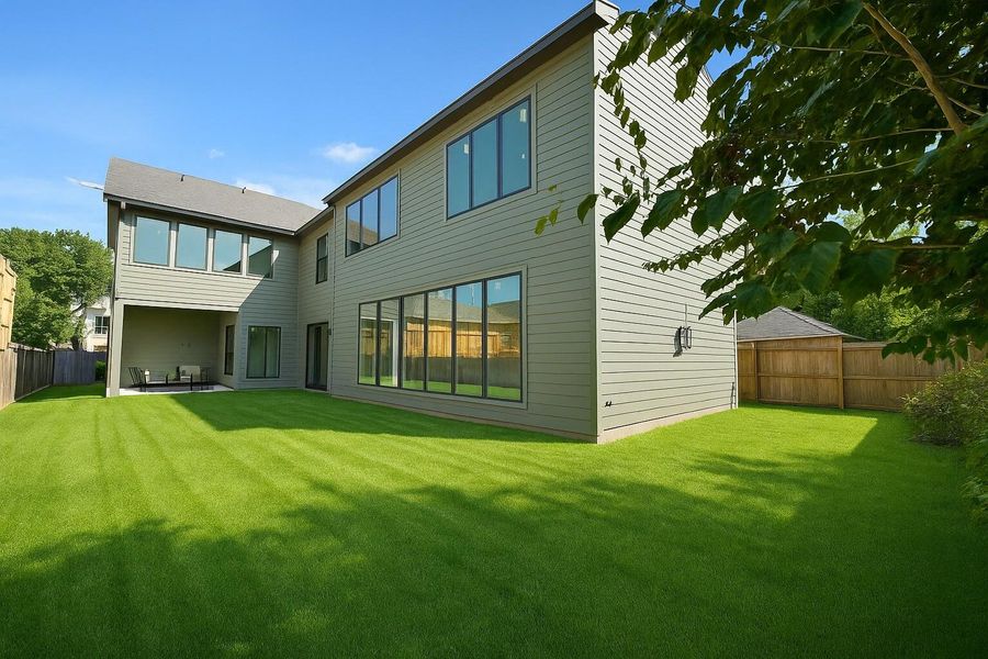 Real photo of the house with landscaping rendered. Real photo of the house with landscaping rendered.