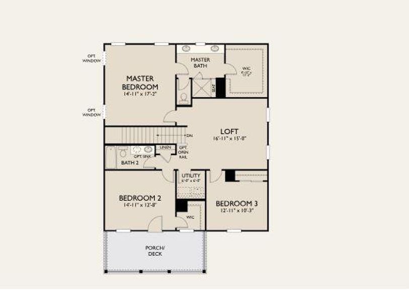2D floor plan layout of this home in Midtown at Nexton, Summerville, SC (Image 3).