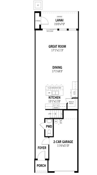 2D floor plan layout for the Lakewood by Mattamy Homes in Crosswind Ranch, Parrish, FL (Image 5).