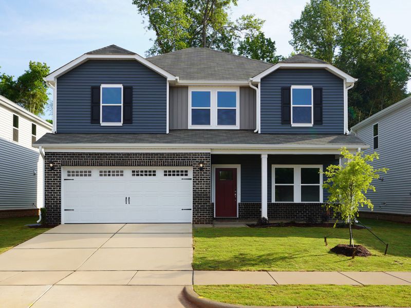 Representative exterior photo of a completed home built from the Brentwood by Meritage Homes in Oak Manor - Signature Series, Garner, NC (Image 1).