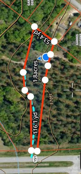 Approximate lines with exact to be determined by a new survey.