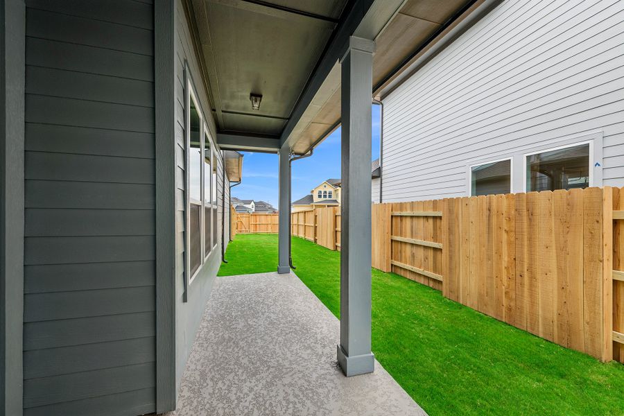Exterior details and patio area of a home in Elyson 40', Katy (Image 4).