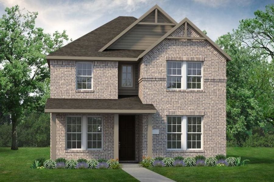 Representative exterior photo of a completed home built from the Seguin by UnionMain Homes in Edgewater, Fate, TX (Image 4). Representative exterior photo of a completed home built from the Seguin by UnionMain Homes in Edgewater, Fate, TX (Image 4).