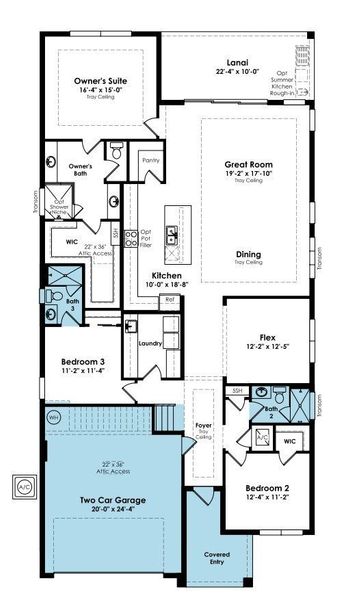 2D floor plan layout of this home in PGA Village Verano, Port St. Lucie, FL (Image 4).