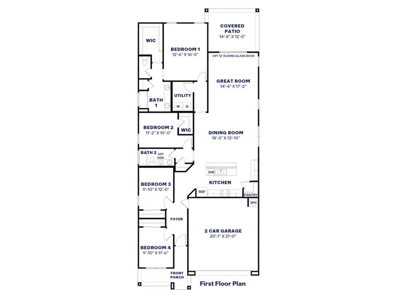 2D floor plan layout for the Mockingbird by D.R. Horton in Apache Farms, Buckeye, AZ (Image 3).