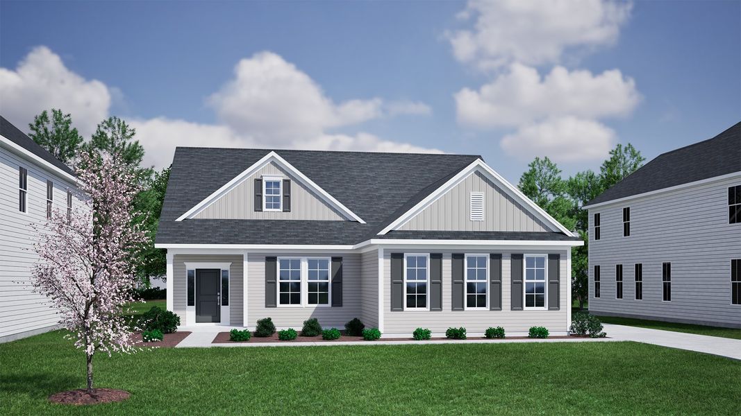 Representative exterior photo of a completed home built from the Cumberland - Vanguard Collection by Mungo Homes in Porter Ridge, Elgin, SC (Image 14).