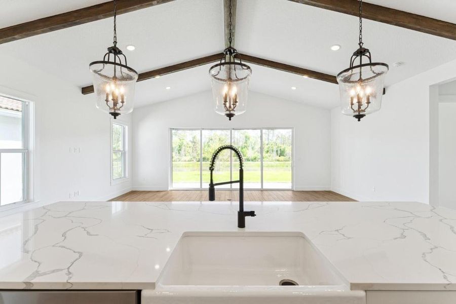 Kitchen, Great Room & Dining Area