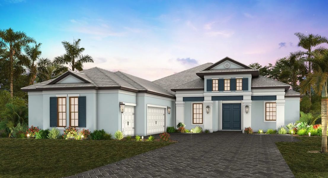 Representative exterior photo of a completed home built from the Pebble Beach by Neal Signature Homes in Tideline, Bradenton, FL (Image 8).