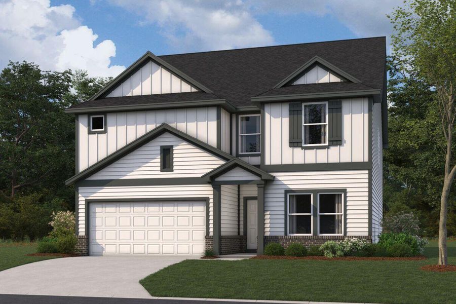 Front exterior of a new home in Cascades at Onion Creek, Austin, TX, highlighting curb appeal (Image 1). Front exterior of a new home in Cascades at Onion Creek, Austin, TX, highlighting curb appeal (Image 1).