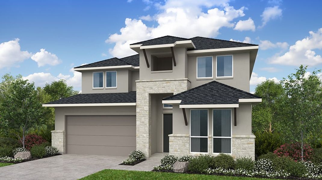 Representative exterior photo of a completed home built from the Paige by Taylor Morrison in Blue Creek Trails, Richmond, TX (Image 21).