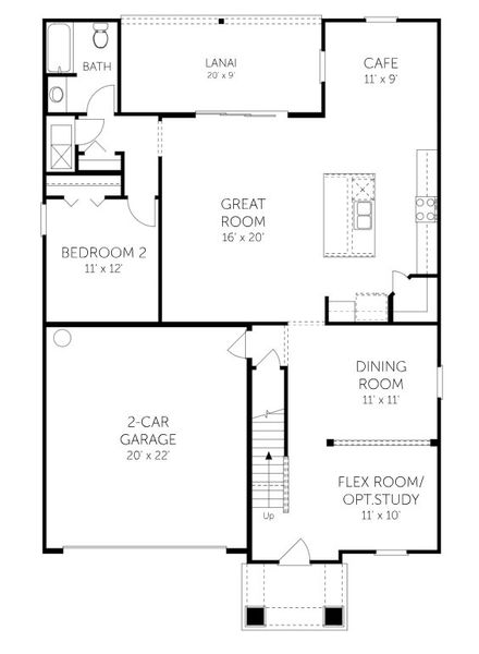 2D floor plan layout for the Wellington - Single Family Homes by Dream Finders Homes in Amberly, Green Cove Springs, FL (Image 4).