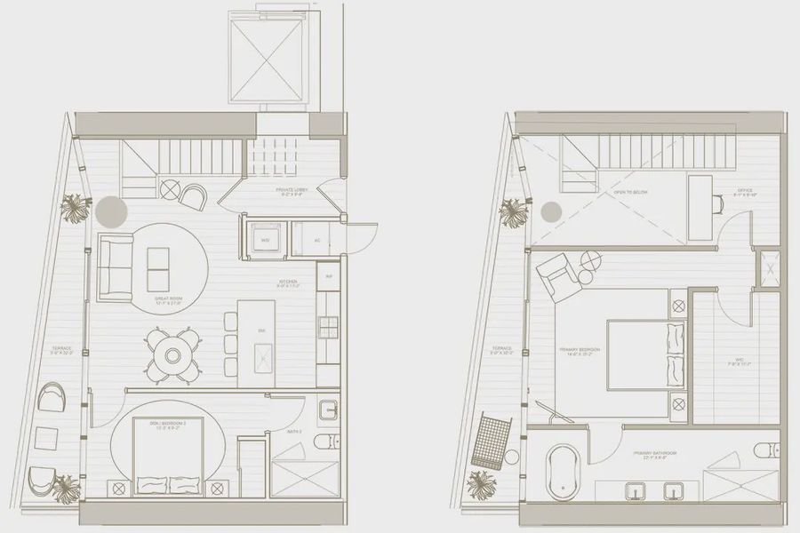 2D floor plan layout for the Residence 5 by Fortune International Group in The Ritz-Carlton Residences, Pompano Beach - The Beach Tower, Pompano Beach, FL (Image 1).
