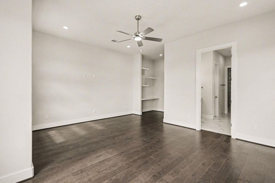 Private primary retreat with direct access to spa-inspired bath and walk-in closet.