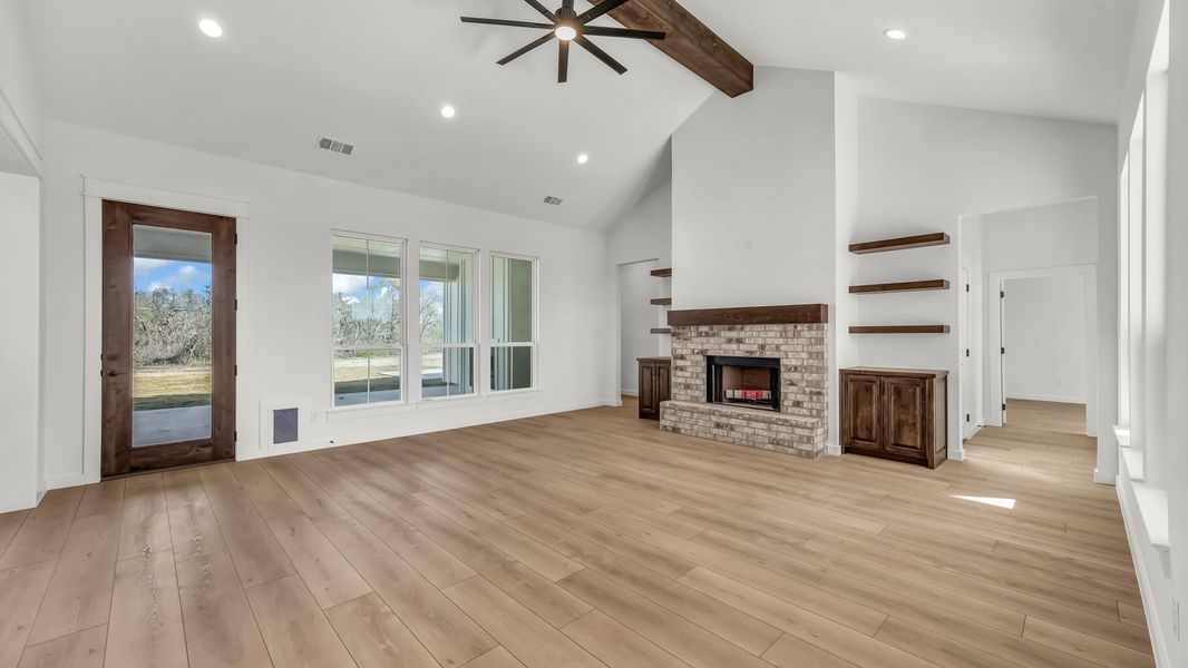 Representative unfurnished interior of a home built from the Rebekah by Zeal Home Builders in Oak Water Ranch, Granbury (Image 27). Representative unfurnished interior of a home built from the Rebekah by Zeal Home Builders in Oak Water Ranch, Granbury (Image 27).