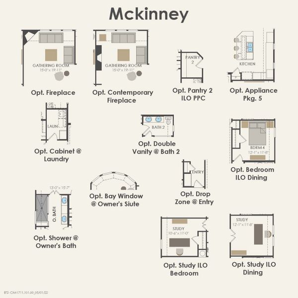 2D floor plan layout for the McKinney by Pulte Homes in Saddleback at Santa Rita Ranch, Liberty Hill, TX (Image 5). 2D floor plan layout for the McKinney by Pulte Homes in Saddleback at Santa Rita Ranch, Liberty Hill, TX (Image 5).