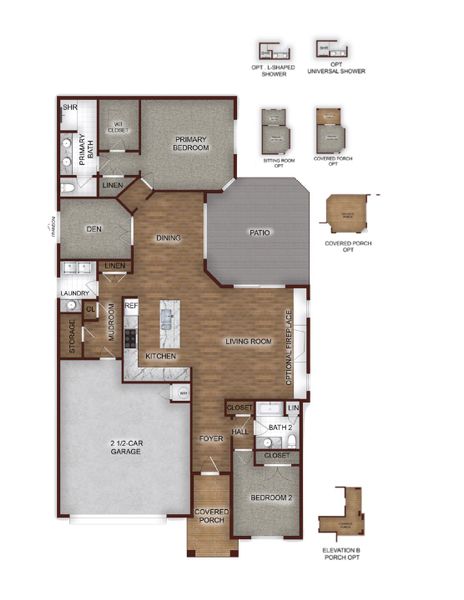 2D floor plan layout of this home in The Courtyards at Oakland Hills, Louisville, KY (Image 3).