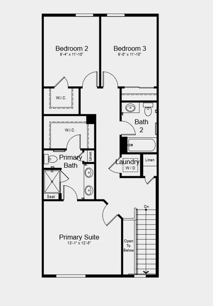 2D floor plan layout for the Discovery by Taylor Morrison in Parterre Townhomes - The Westerly Collection, Thornton, CO (Image 3).