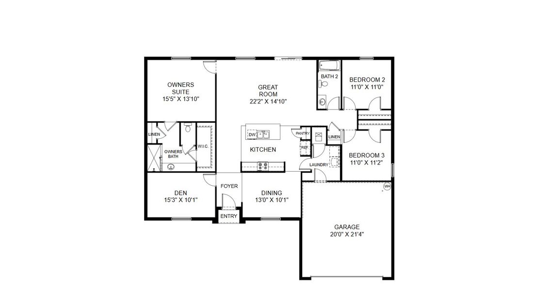 2D floor plan layout for the Siesta by Holiday Builders in Lehigh Acres, Lehigh Acres, FL (Image 4).