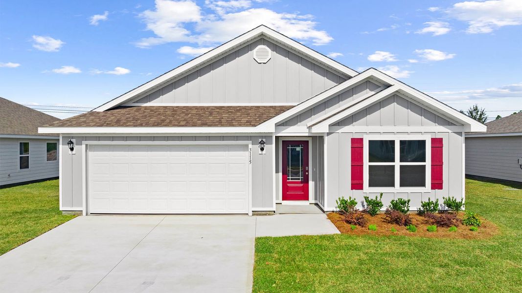Representative exterior photo of a completed home built from the The Cali by D.R. Horton in Hodges Bayou Plantation, Panama City, FL (Image 21). Representative exterior photo of a completed home built from the The Cali by D.R. Horton in Hodges Bayou Plantation, Panama City, FL (Image 21).