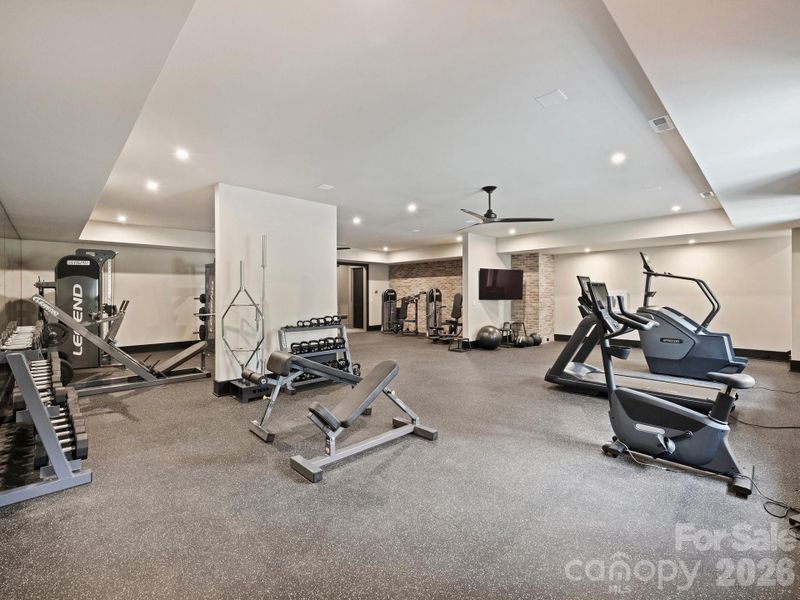 Huge Home gym with private courtyard access outside