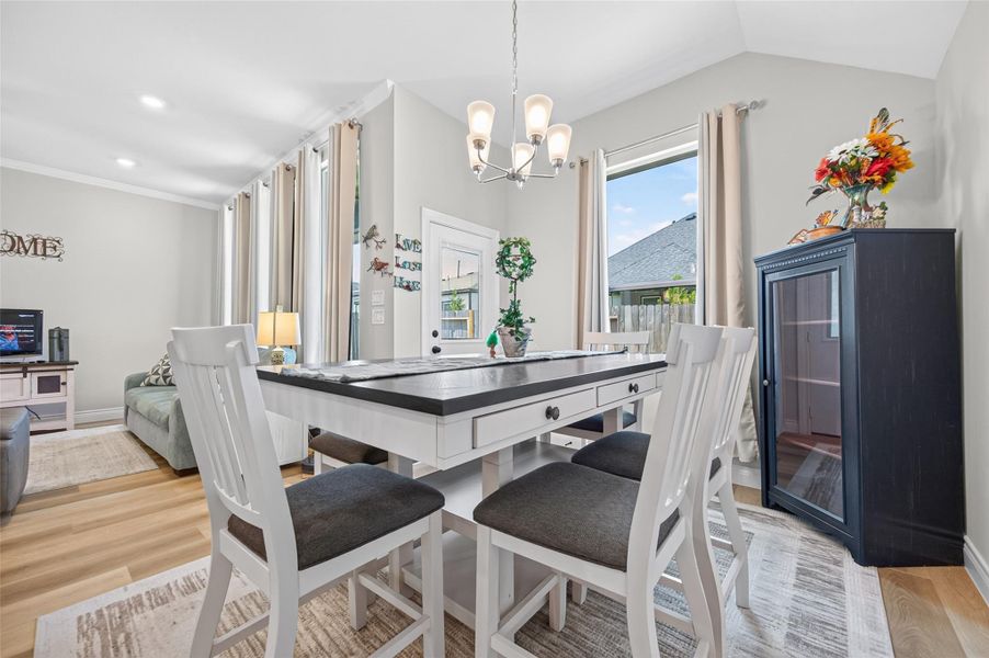 This expansive and light-filled dining area features a versatile layout that provides ample square footage for large-scale gatherings, accommodating both extended dining tables and custom furniture arrangements with ease. The open-concept design ensures a seamless flow into the adjacent living spaces, making it an ideal setting for hosting sophisticated dinner parties or casual family meals, while the generous proportions offer the fle This expansive and light-filled dining area features a versatile layout that provides ample square footage for large-scale gatherings, accommodating both extended dining tables and custom furniture arrangements with ease. The open-concept design ensures a seamless flow into the adjacent living spaces, making it an ideal setting for hosting sophisticated dinner parties or casual family meals, while the generous proportions offer the fle
