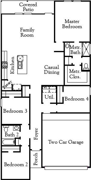 2D floor plan layout for the Cooke by Coventry Homes in Briarwood, Elgin, TX (Image 5).