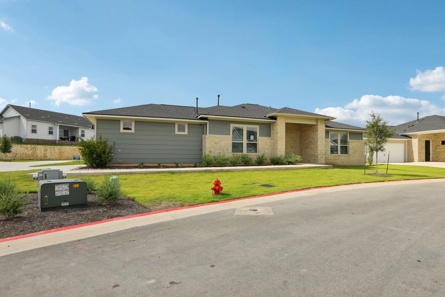 View of front of home featuring a front lawn