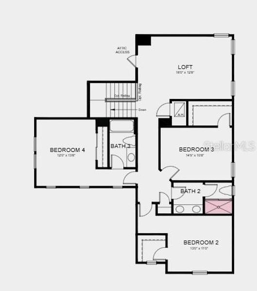 2D floor plan layout of this home in Ardisia Park, New Smyrna Beach, FL (Image 3).
