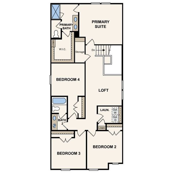 2D floor plan layout for the Marigold by Century Communities in Cloverdale, Houston, TX (Image 4).