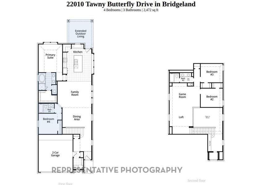 2D floor plan layout of this home in Bridgeland: 40ft. lots, Cypress, TX (Image 2).