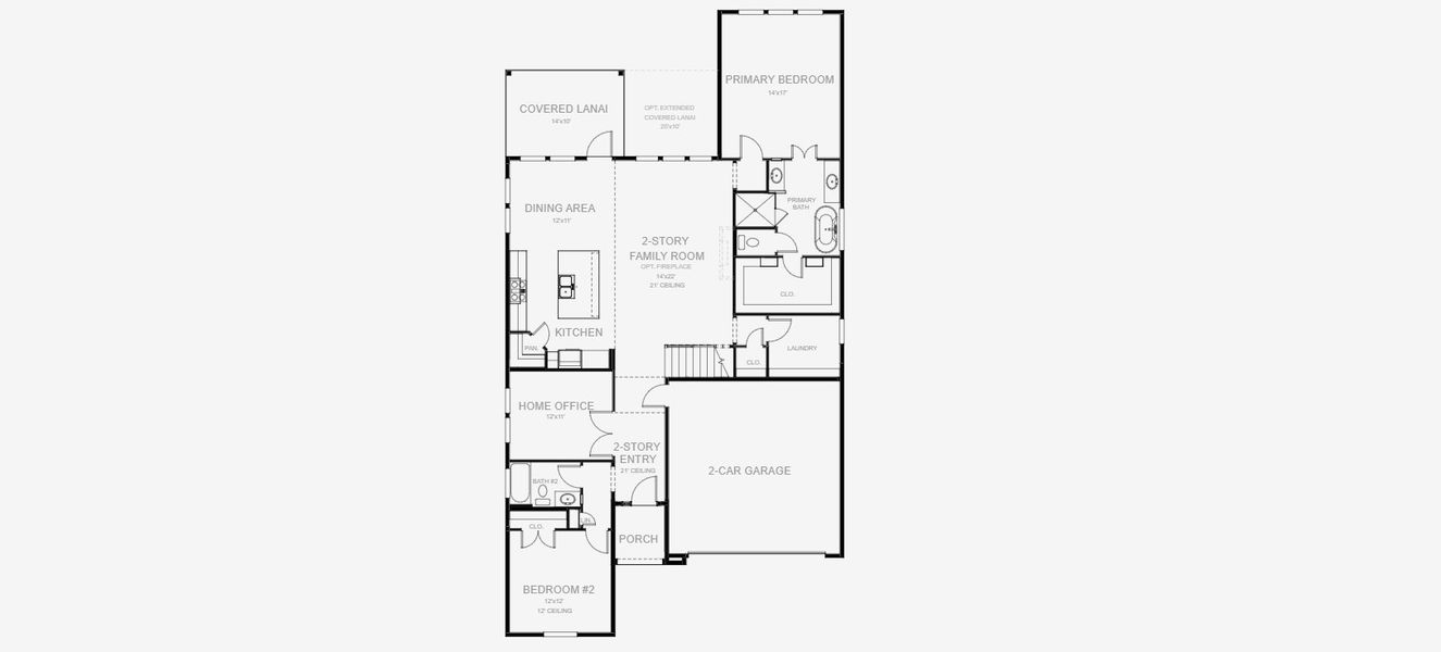 2D floor plan layout for the 2713J by Perry Homes in Hyland Trail, Green Cove Springs, FL (Image 3).