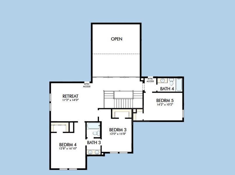 2D floor plan layout for the The Rockwall by David Weekley Homes in Walden Creek – Summit Collection, Montgomery, TX (Image 6).