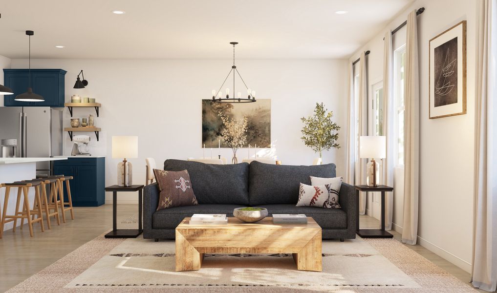 Great room with gorgeous tile flooring Great room with gorgeous tile flooring