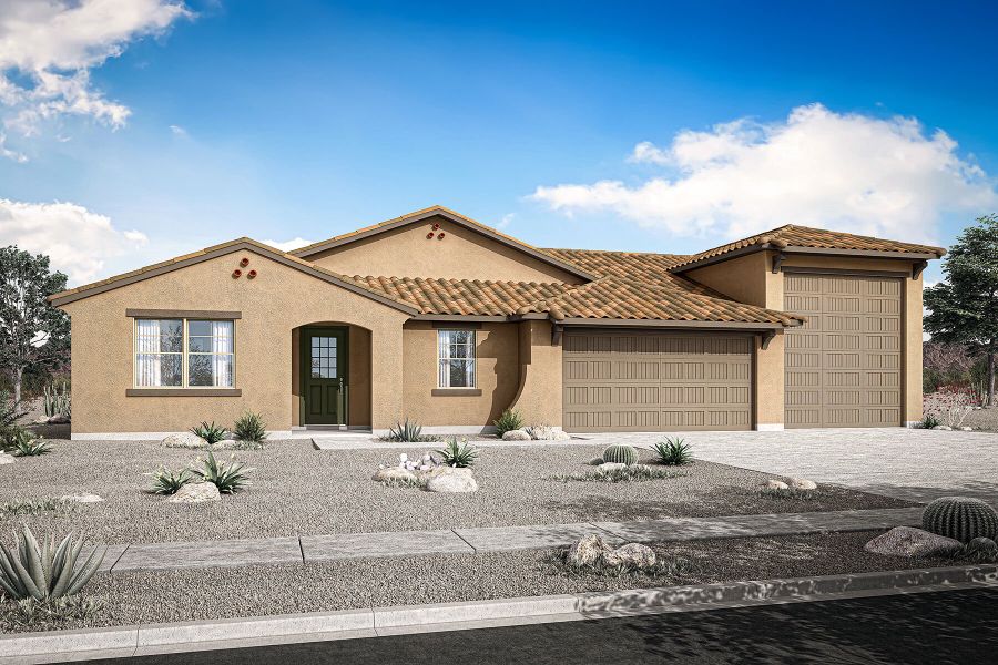Representative exterior photo of a completed home built from the Violet by Mattamy Homes in Las Ventanas - RV Collection, Goodyear, AZ (Image 22). Representative exterior photo of a completed home built from the Violet by Mattamy Homes in Las Ventanas - RV Collection, Goodyear, AZ (Image 22).