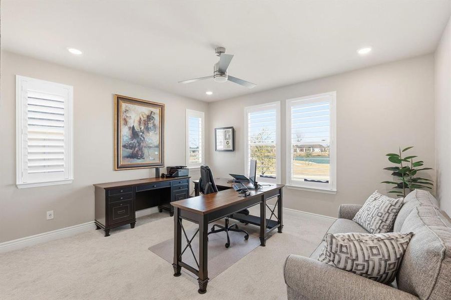 3rd Bedroom with view of pond being used as home office